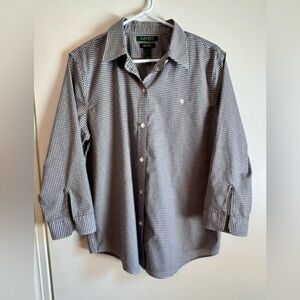 Lauren Ralph Lauren Black and White Gingham Non-iron button up. XL